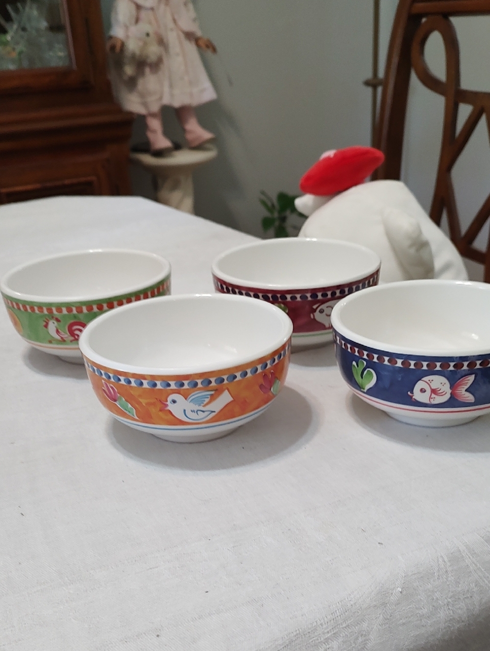 Melaminel Decorative Ceramic Bowls - Assorted Orange, Blue, Green, and Maroon